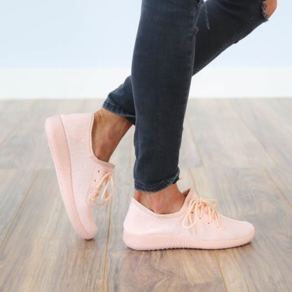 Qupid Pink Knit Fashion Sneaker